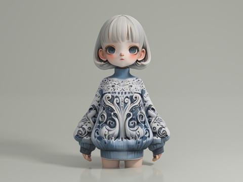  国风少女 女人 美女 女孩 人物 雕像 手办 摆件 装饰 道3d模型 