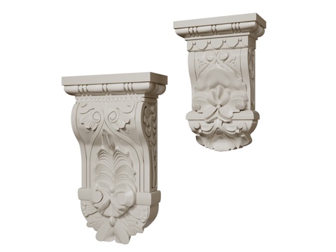  法式柱头 雕花柱头 罗马柱柱头 石膏柱头su模型 