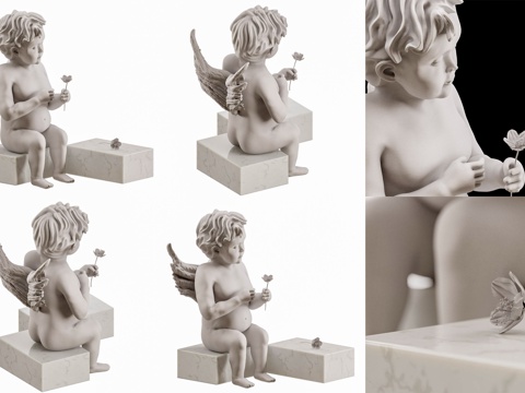  现代爱神丘比特雕塑 天使石膏雕塑雕像 丘比特雕像 欧式人物雕3d模型 