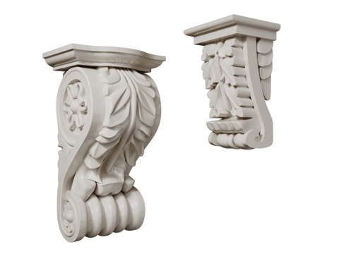  法式柱头 雕花柱头 罗马柱柱头 石膏柱头su模型 