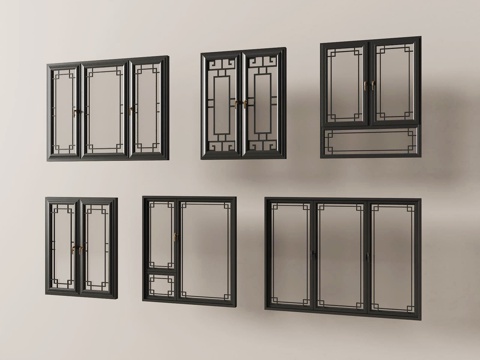  中式窗户3d模型 