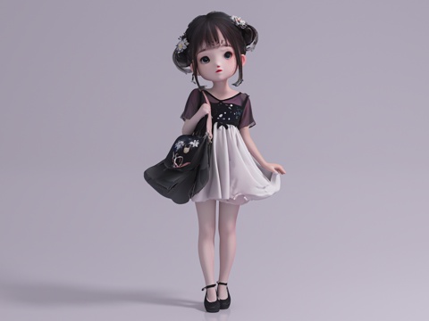  少女 动漫女孩 卡通人物 裙子女人 手办 摆件 打印 道具3d模型 