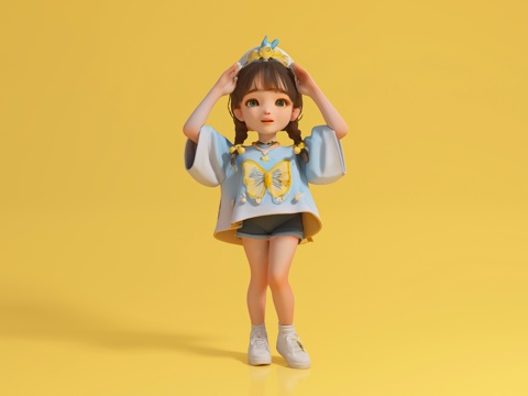  少女 女孩 活泼 女人 美女 人偶 卡通人物 手办 装饰 美3d模型 