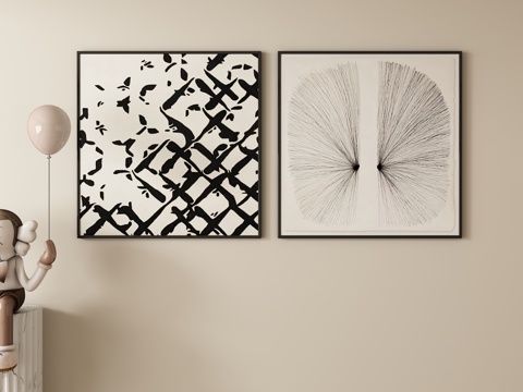  现代抽象装饰画 挂画3d模型 