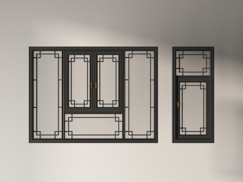  新中式窗户3d模型 