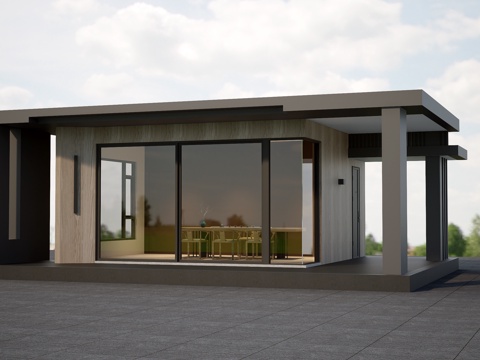 现代户外休闲厅su模型