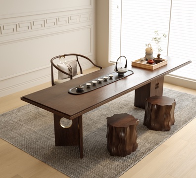  现代茶桌椅 凳子 茶具 茶椅su模型 