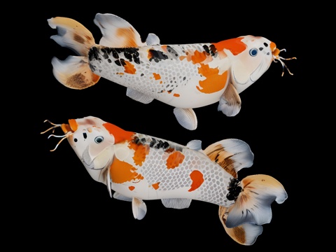  鱼，金鱼，金龙鱼，锦鲤，观鲤鱼，淡水鱼，鱼类 冷水鱼，金鱼，3d模型 