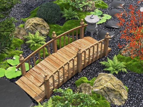  现代庭院景观 景观植物 庭院小品 庭院景观 苔藓植物su模型 