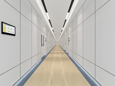  现代医院过道3d模型 