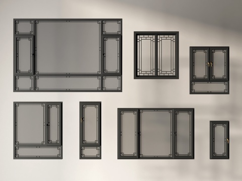  中式窗户3d模型 