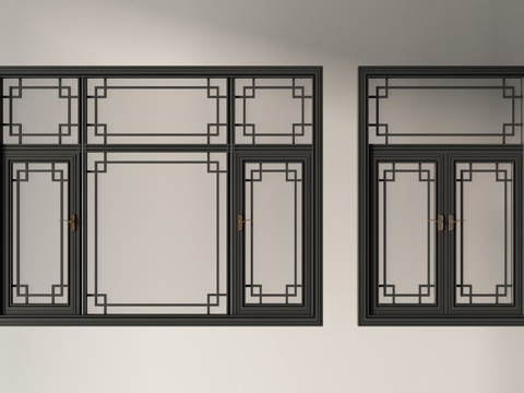  新中式窗户3d模型 