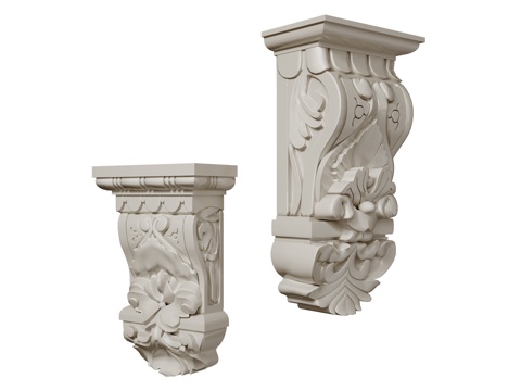  法式柱头 雕花柱头 罗马柱柱头 石膏柱头su模型 