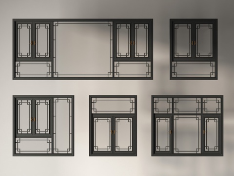  新中式窗户3d模型 