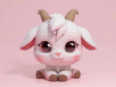  羊 卡通动物 美陈打卡动漫形象 打卡IP 雕塑 手办 玩偶3d模型 