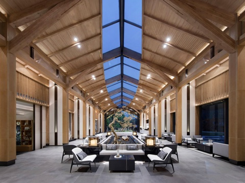  新中式售楼处 哈谈区 公司大堂 会所 中餐厅 火锅店 餐厅3d模型 