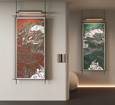  新中式装饰画3d模型 