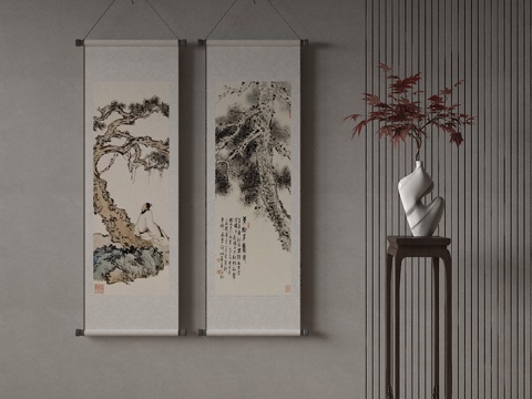  中式装饰画3d模型 