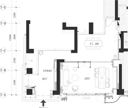  城市会客厅cad施工图 
