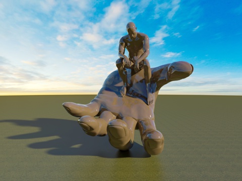  人物手掌雕塑3d模型 