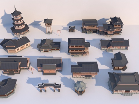  中式宋代古建筑3d模型 