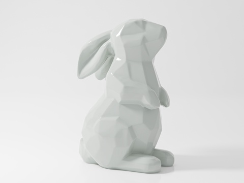  兔子几何雕塑 艺术 陶瓷雕塑 石膏 雕像 动物雕塑 摆件手办3d模型 