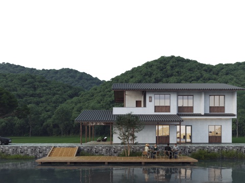  新中式民宿 驿站  小公建3d模型 