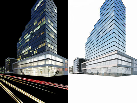  现代商业建筑外观3d模型 