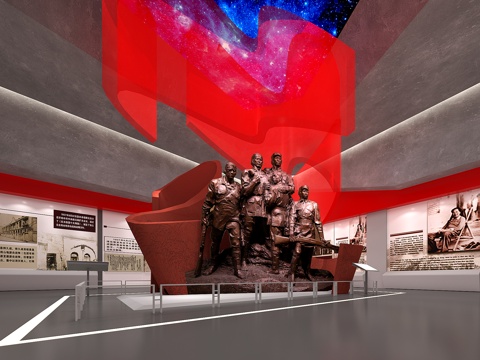  党建展厅   红色文化展厅  浮雕3d模型 
