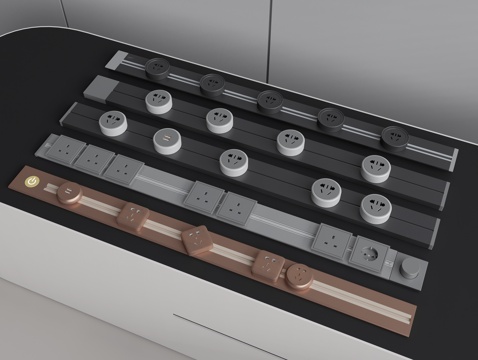  导轨插座 插排 插板3d模型 