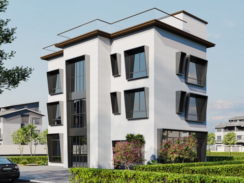  现代别墅外观 建筑外观 独栋别墅 别墅建筑 G8463d模型 