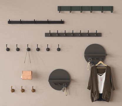  衣帽钩 挂钩 墙壁金属挂钩su模型 