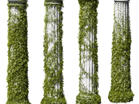  绿植柱 植物柱 罗马柱3d模型 