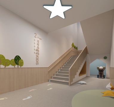  幼儿园楼梯间造型卡通雕塑早教楼梯间卡通造型托育中心楼梯间造型3d模型 