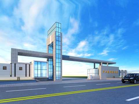  学校大门 停车场入口 厂区入口 园区入口3d模型 