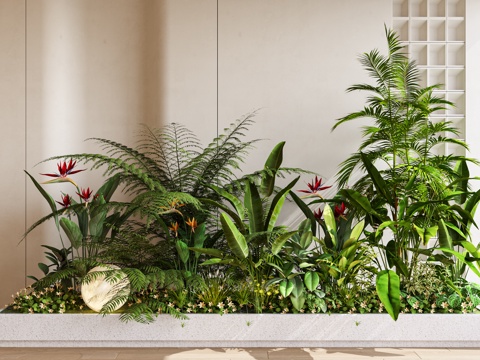  现代 景观小品 植物景观造景 植物堆 绿植堆 月球灯 绿植造3d模型 