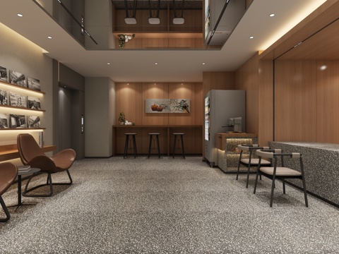  现代酒店大厅3d模型 