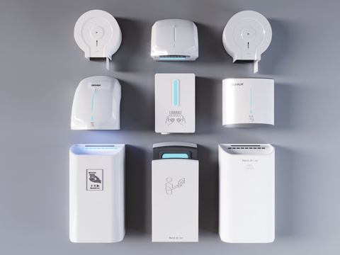  智能烘手机烘手器 洗手液机厕纸盒 干手机吹干烘干器3d模型 