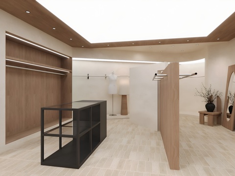  极简侘寂服装店 女装店3d模型 