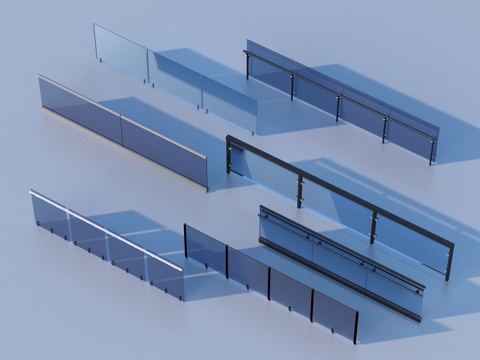  玻璃栏杆 扶手 围栏 护栏 栏杆3d模型 