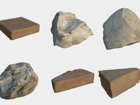  石头砖块建材3d模型 