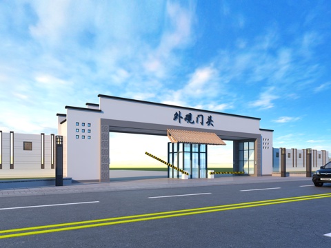  现代入口大门3d模型 