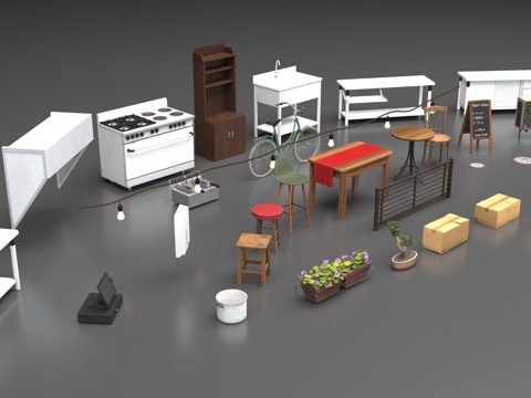  商业建筑公共设施3d模型 