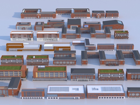  现代学校建筑 教学楼建筑 中小学建筑 行政楼办公楼3d模型 