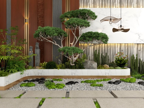  现代植物堆造景园艺花圃3d模型 