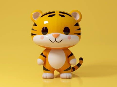 老虎 卡通形象 动漫角色 动物 拟人 手办 打卡 玩偶 玩具3d模型 