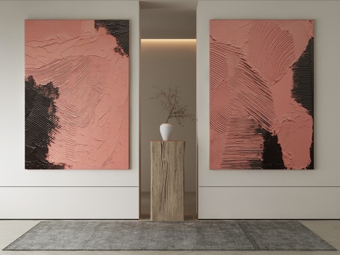  现代侘寂挂画 油画3d模型 