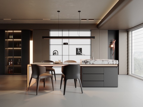  意式轻奢餐厅3d模型 