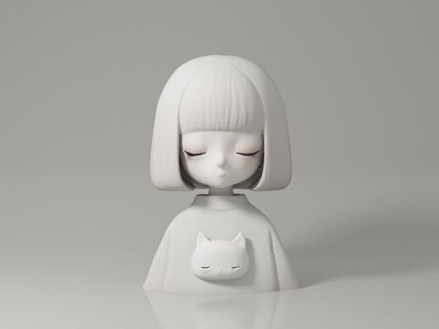  女孩 半身人石像石膏 人物雕塑 艺术装置 创意摆件 雕塑雕像3d模型 