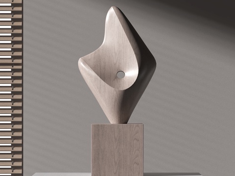  现代抽象木雕塑3d模型 